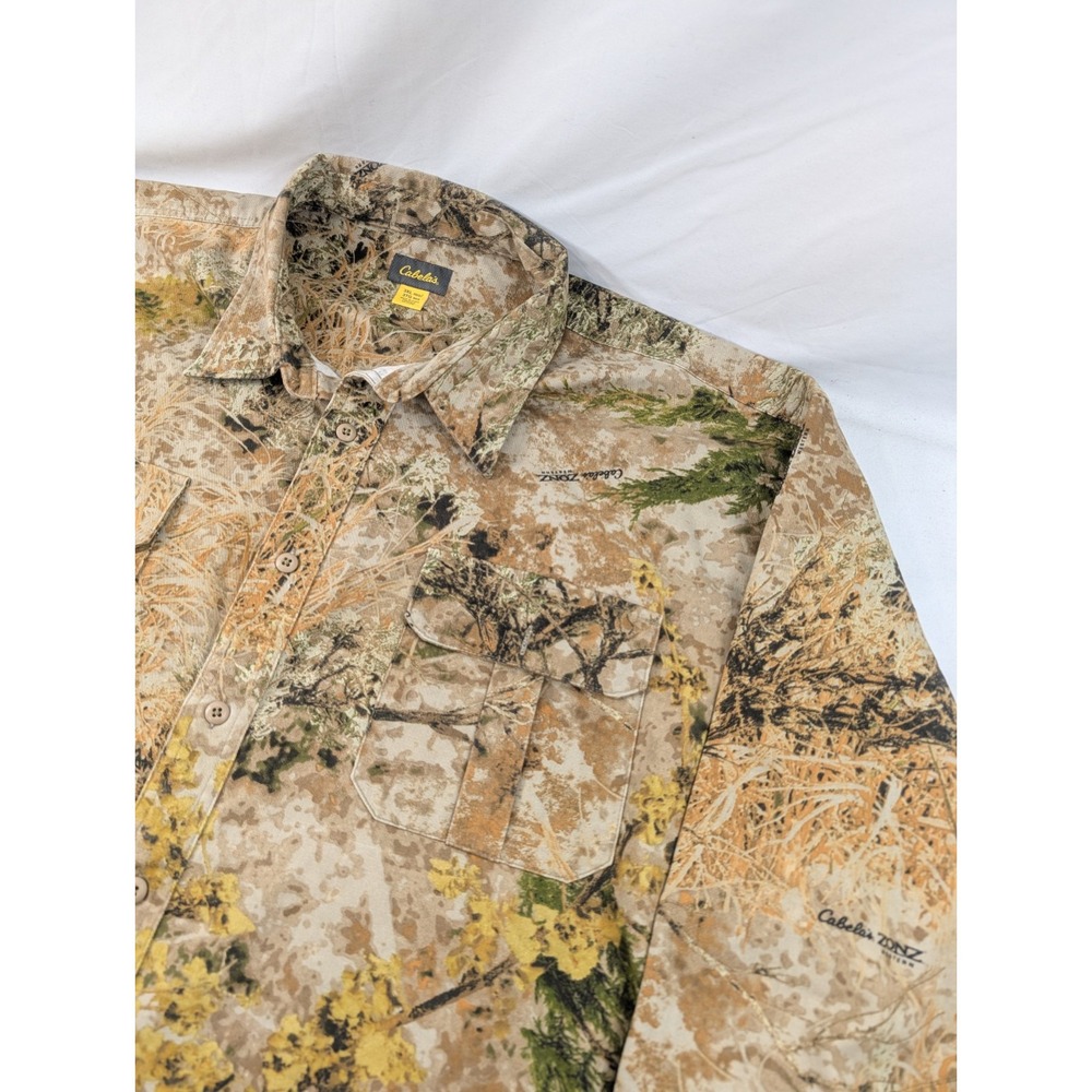 Cabela's Zonz Western Hunting Shirt Mens 3XL Multi Camo Print Collar Button Up